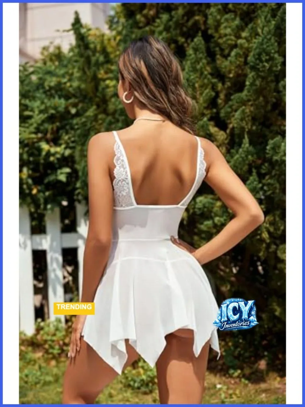 Lace Babydoll Chemise Sleepwear Sexy Mesh Nightgown Adjustable Straps V-Neck